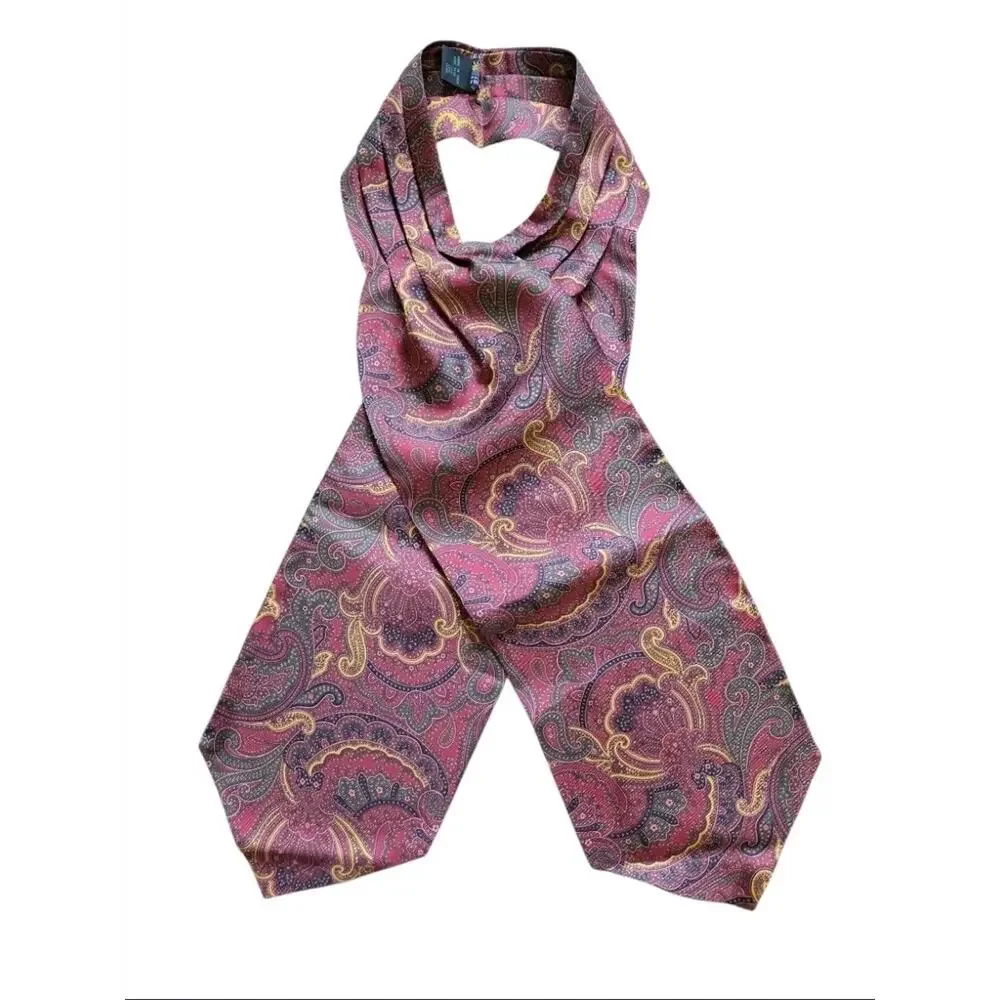 VTG Sole e Mare 100% Silk Ascot Tie Made In Italy Paisley Cravat Formal